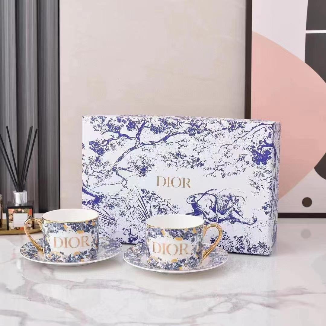 cup set of two Blue Tea cups with saucers - Image 3 of 3